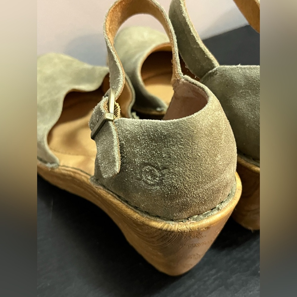 Women's Green Born Nellie Mary Jane Suede Wedge Clogs Size 6 - Picture 6 of 11